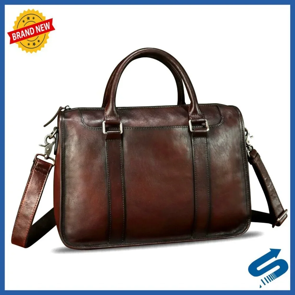 Genuine Leather Messenger Briefcase Shoulder Bag Laptop Computer Bag
